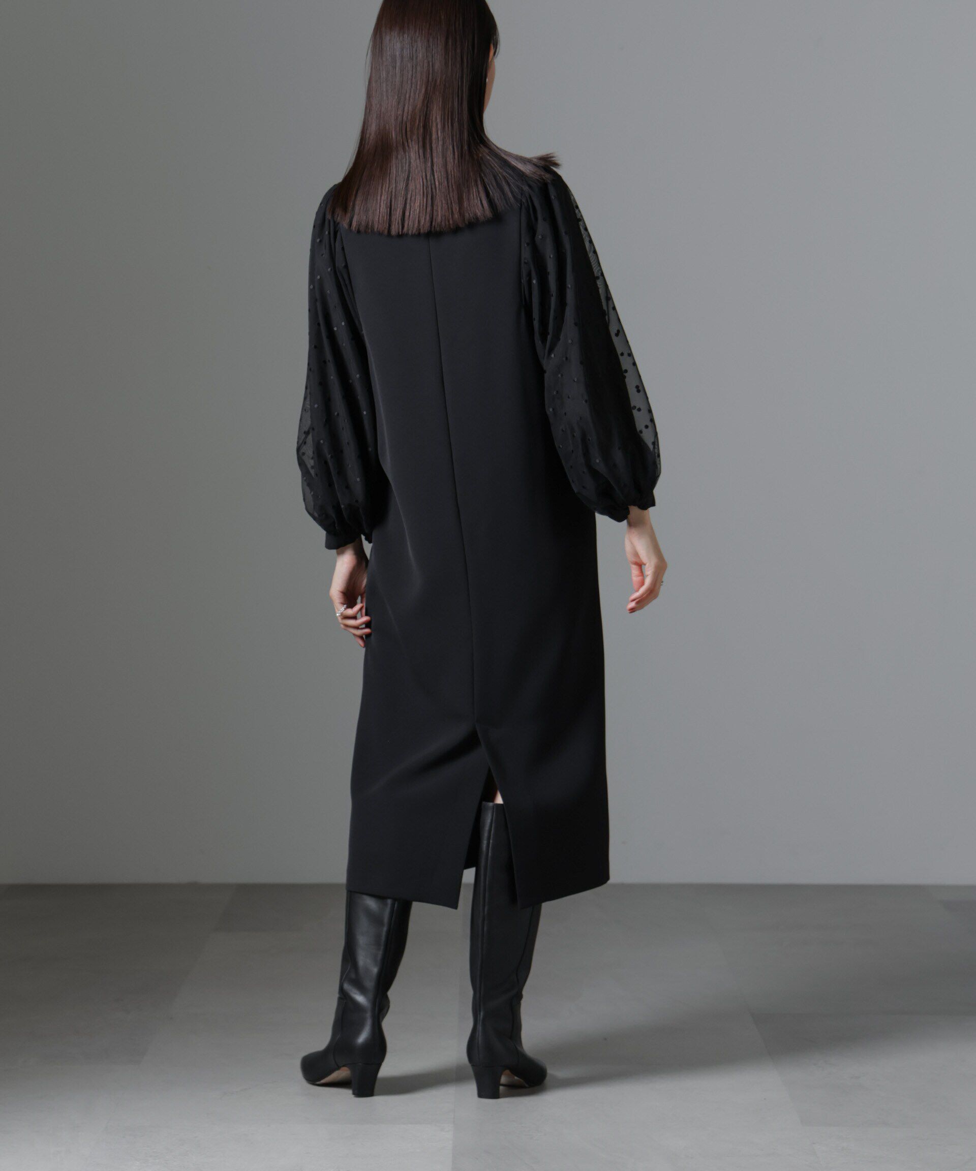 nano･universe「ドット刺繍チュールスリーブワンピース」|ワンピース|