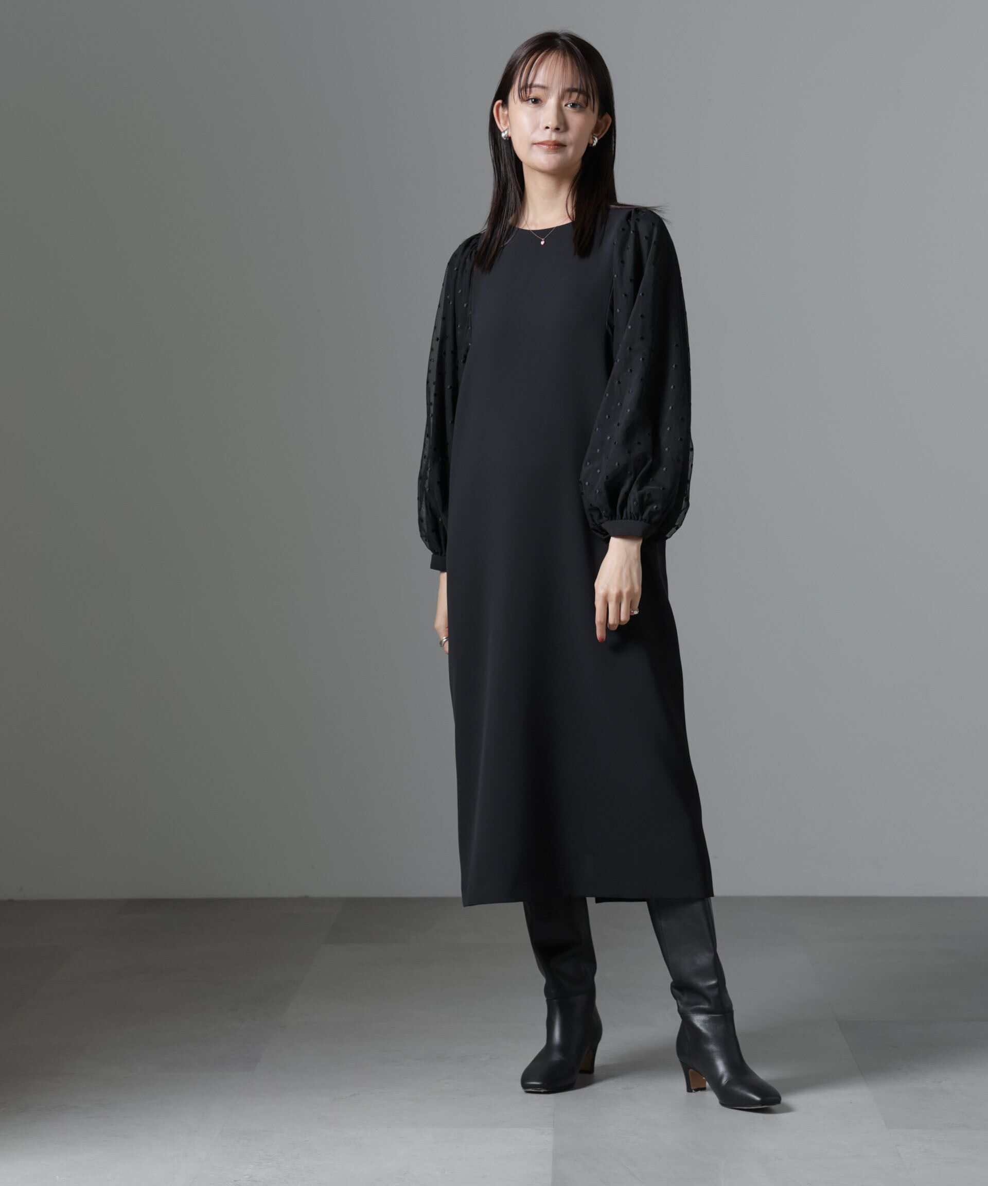 nano･universe「ドット刺繍チュールスリーブワンピース」|ワンピース|