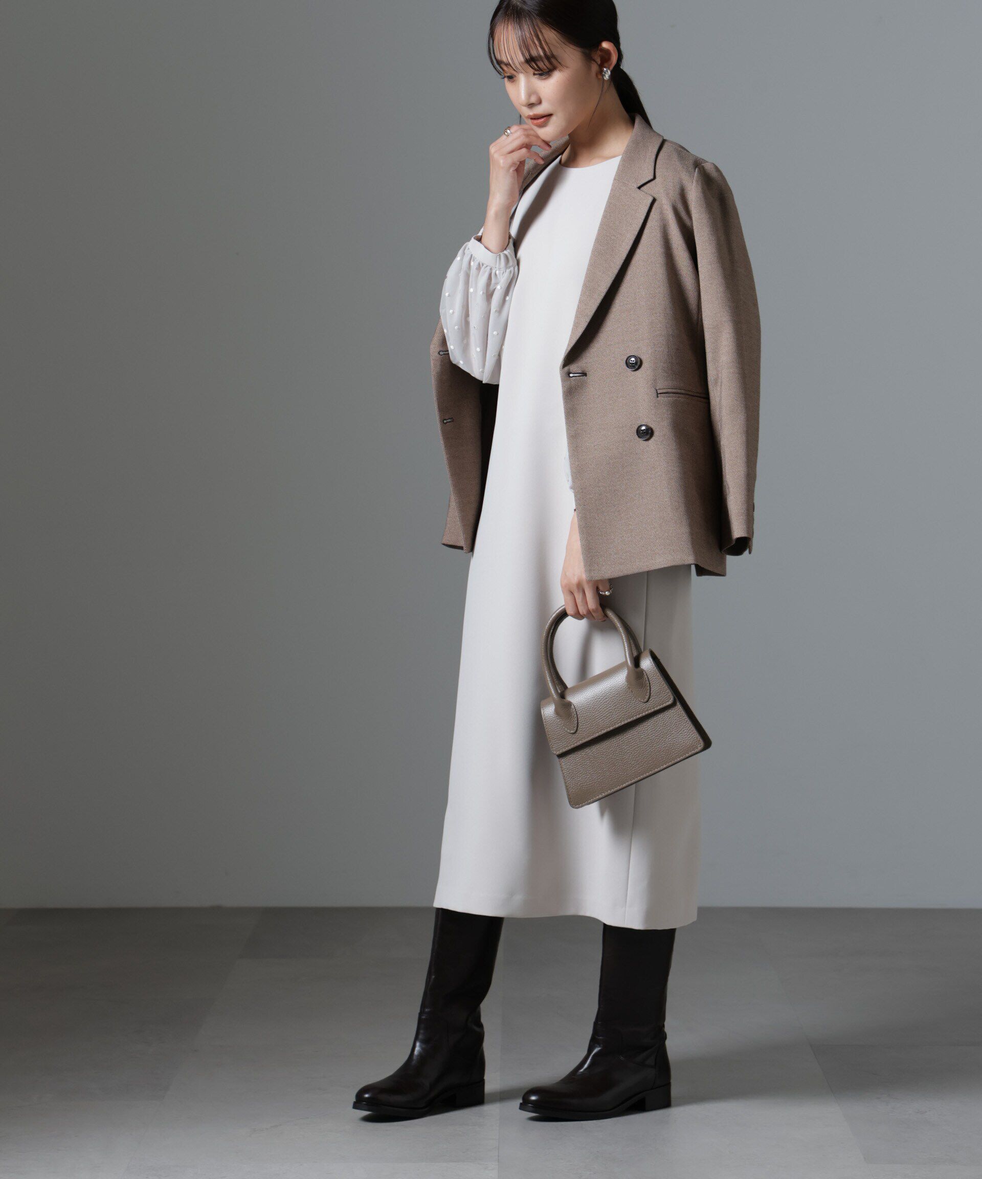 nano･universe「ドット刺繍チュールスリーブワンピース」|ワンピース|