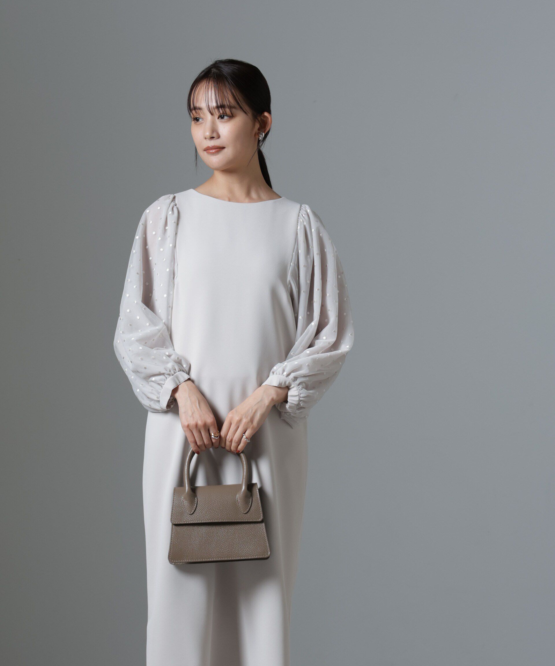 nano･universe「ドット刺繍チュールスリーブワンピース」|ワンピース|