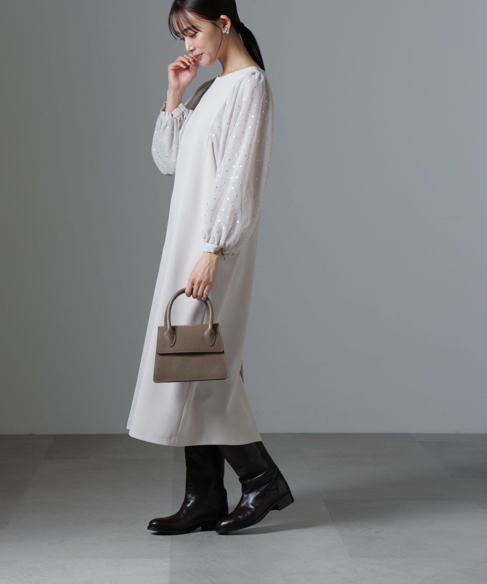 nano･universe「ドット刺繍チュールスリーブワンピース」|ワンピース|