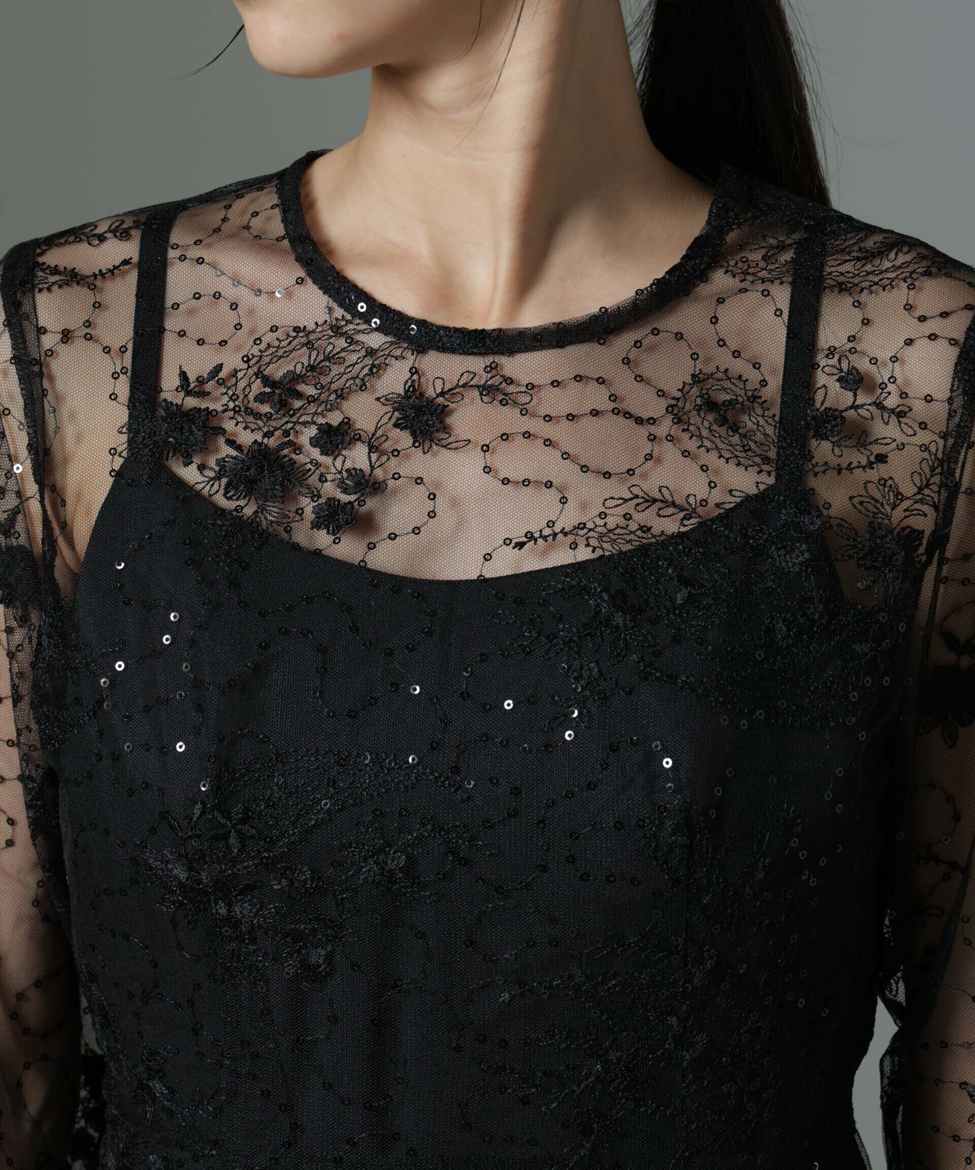 nano･universe「kaene/スパンコールエンブロイダリードレス」|ワンピース|