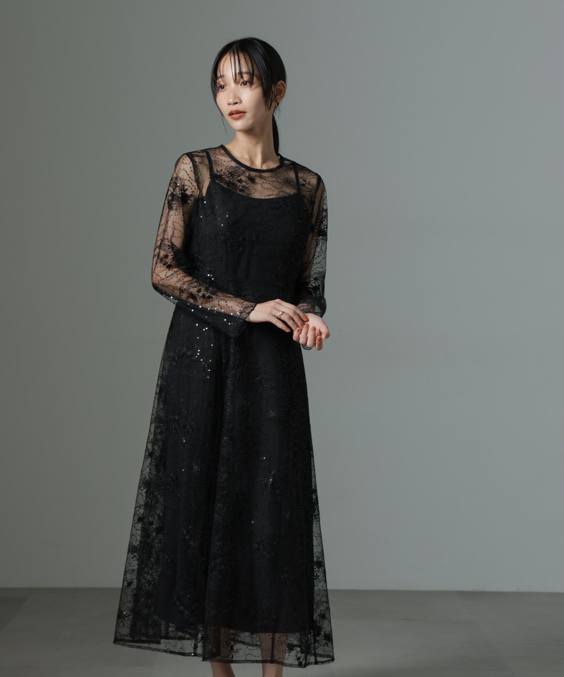 nano･universe「kaene/スパンコールエンブロイダリードレス」|ワンピース|