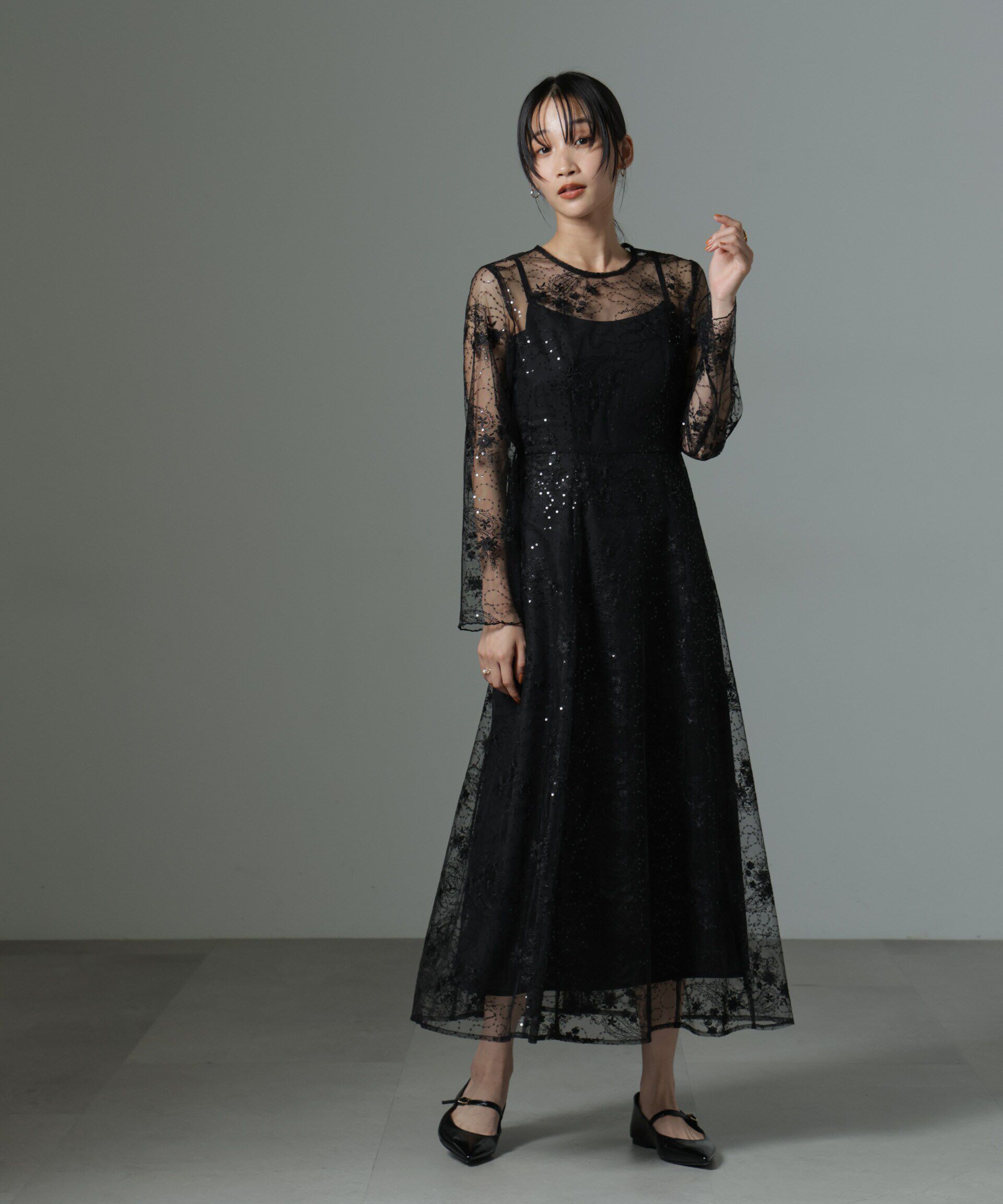 nano･universe「kaene/スパンコールエンブロイダリードレス」|ワンピース|