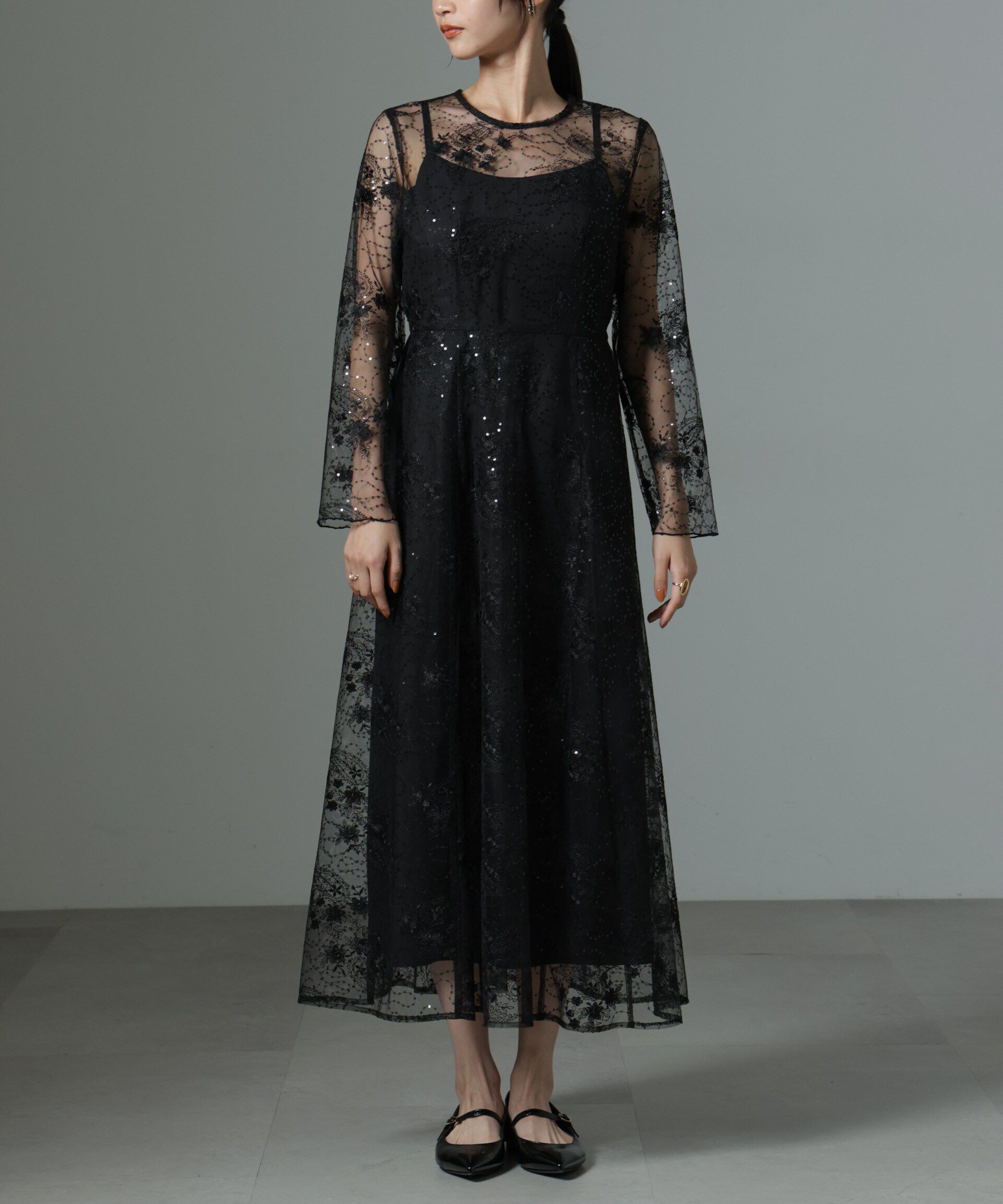 nano･universe「kaene/スパンコールエンブロイダリードレス」|ワンピース|