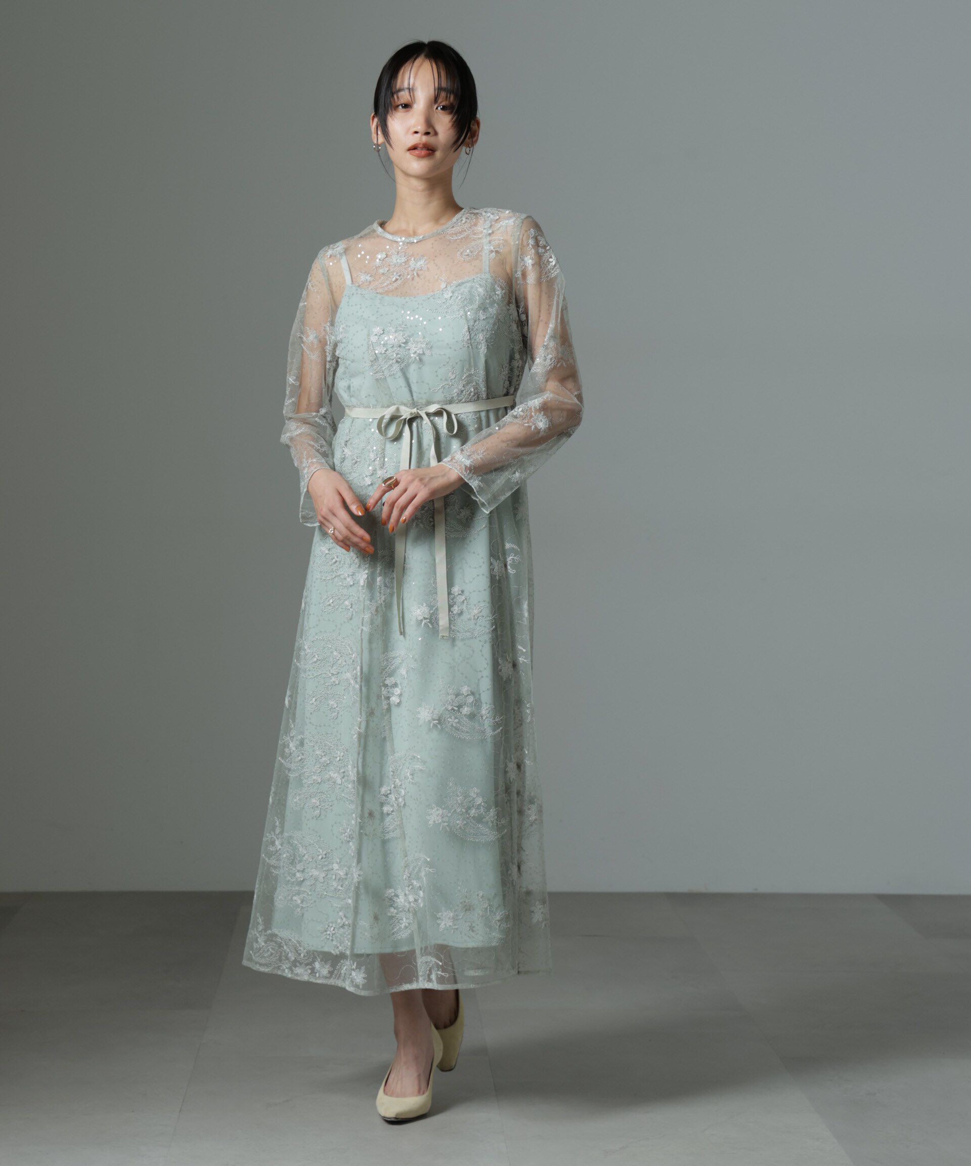 nano･universe「kaene/スパンコールエンブロイダリードレス」|ワンピース|