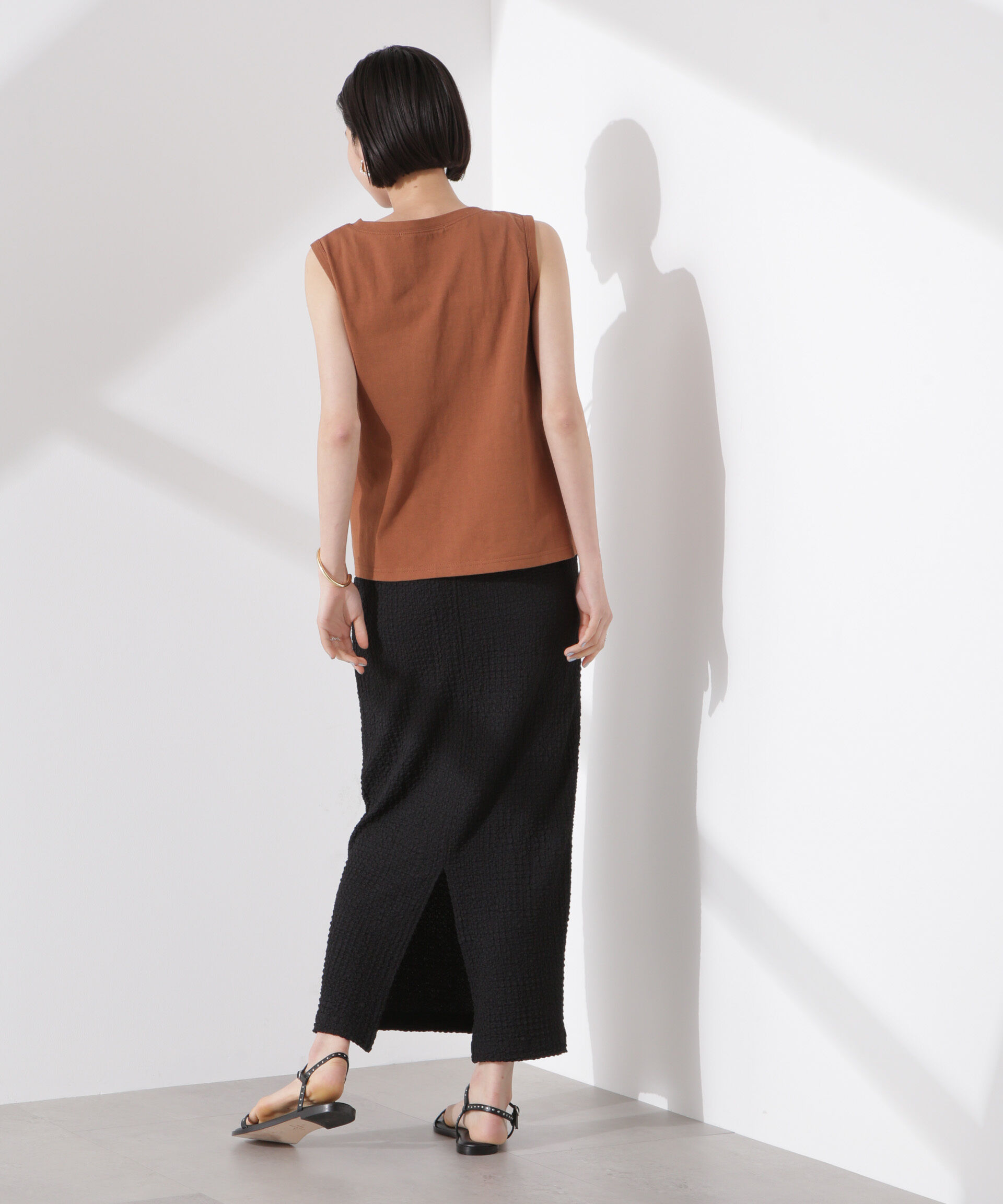 nano･universe「シャーリングジャガードカットナロースカート(セットアップ可)」|スカート|