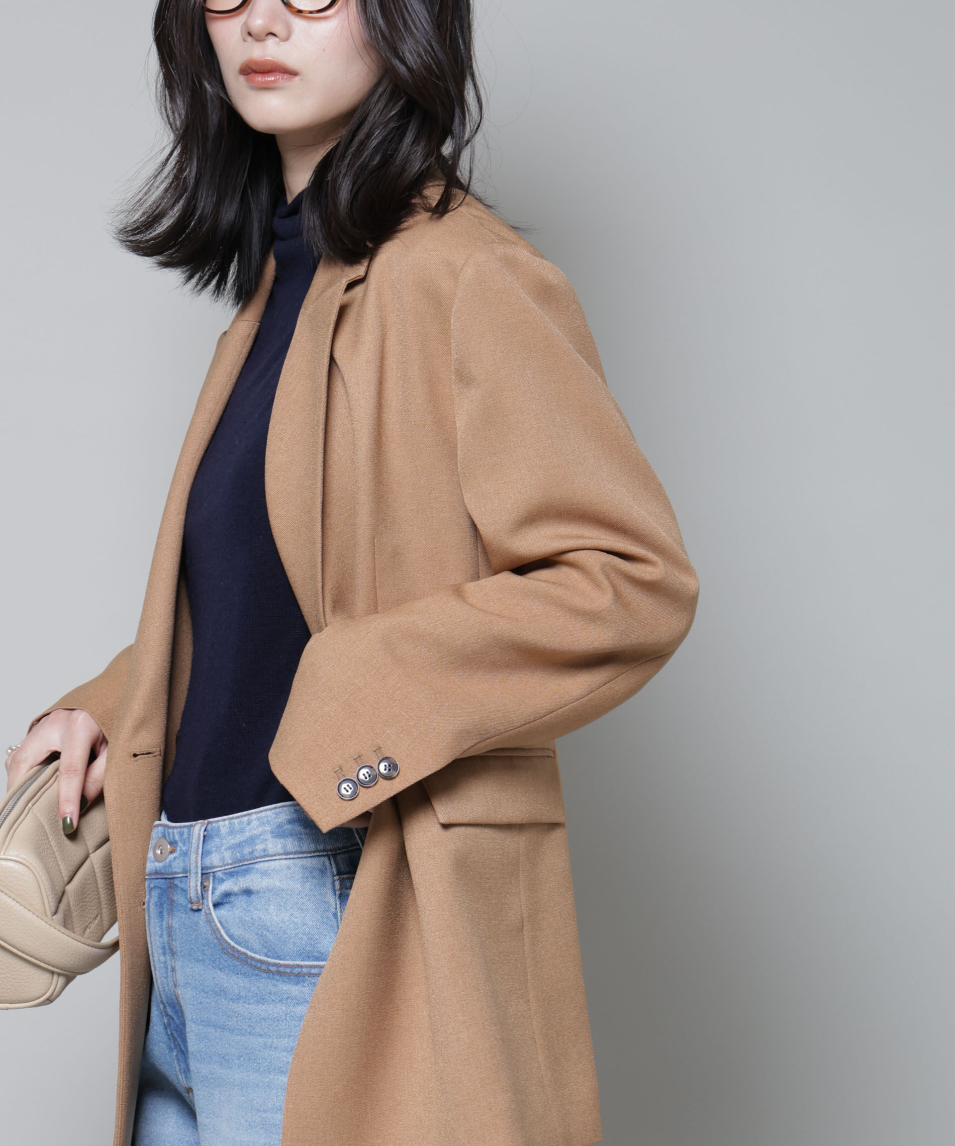 nano･universe「ストレッチサージダブルジャケット(セットアップ可)」|テーラードジャケット|