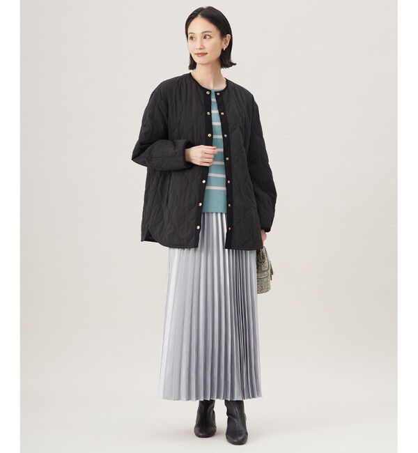 自由区「【洗える】パディングキルト アウター」|ノーカラージャケット|