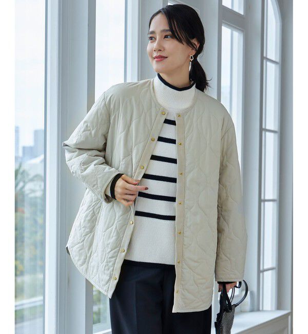自由区「【洗える】パディングキルト アウター」|ノーカラージャケット|ﾗｲﾄﾍﾞｰ