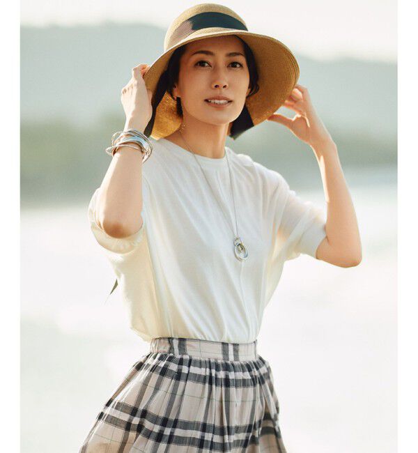 自由区「【カタログ掲載・接触冷感・UVケア・洗える】ドレーピードルマンスリーブ ニットソー」|Tシャツ・カットソー|オフホワイト