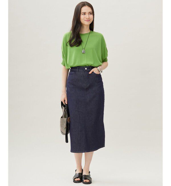 自由区「【カタログ掲載・接触冷感・UVケア・洗える】ドレーピードルマンスリーブ ニットソー」|Tシャツ・カットソー|