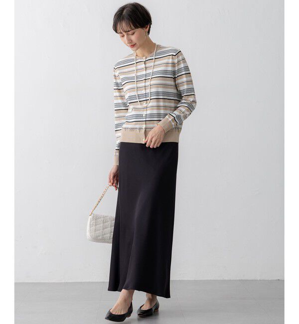 23区「【洗える】プレミアムビオコットン マルチボーダー カーディガン」|カーディガン|