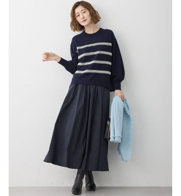 23区「【WEB&一部店舗限定/滝沢眞規子さん着用】ビジューボーダー ニット」|ニット・セーター|