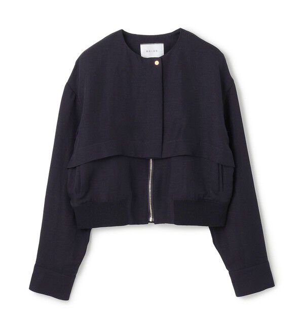 BEIGE,「【洗える】BERNARD / リネンノーカラーラップブルゾン」|ノーカラージャケット|