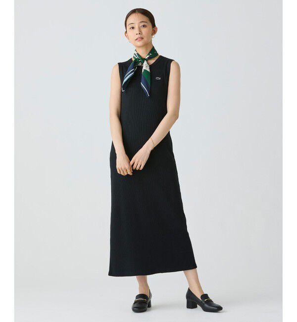 LACOSTE「ノースリーブリブニットドレス」|ワンピース|ブラック