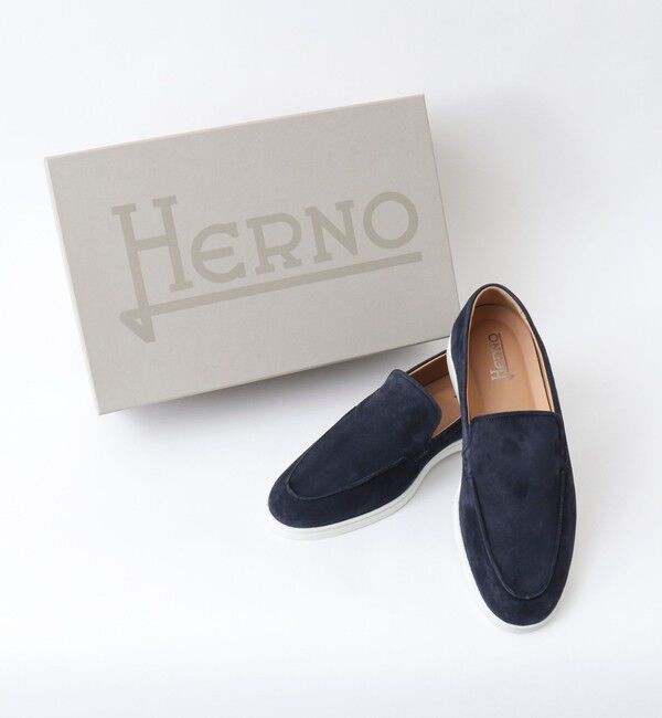NOLLEY'S goodman「【HERNO/ヘルノ】モノグラム スエード ローファー 25SS」|モカシン|ネイビー