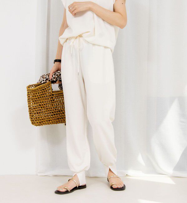 Rie Miller「《セットアップ対応》《手洗い可能》ダンボールジョーゼット裾リブジョガーパンツ」|チノ|