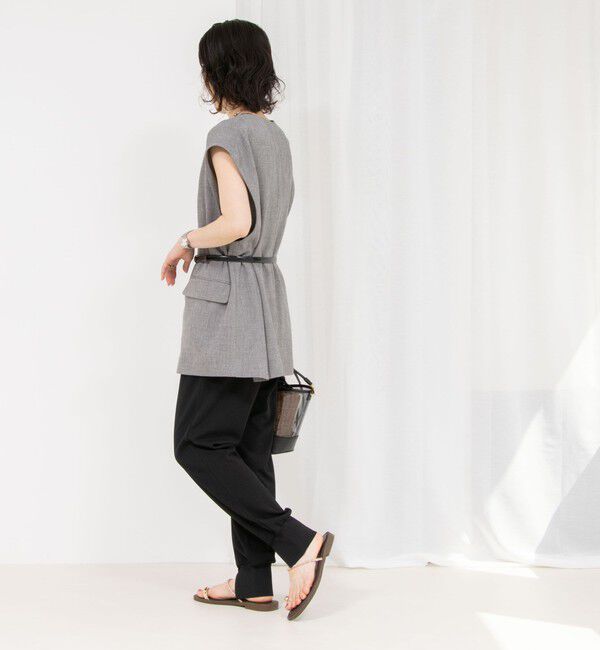 Rie Miller「《セットアップ対応》《手洗い可能》ダンボールジョーゼット裾リブジョガーパンツ」|チノ|