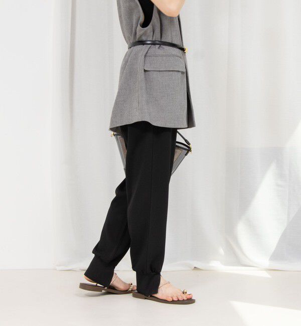 Rie Miller「《セットアップ対応》《手洗い可能》ダンボールジョーゼット裾リブジョガーパンツ」|チノ|