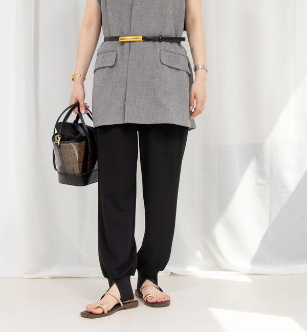 Rie Miller「《セットアップ対応》《手洗い可能》ダンボールジョーゼット裾リブジョガーパンツ」|チノ|