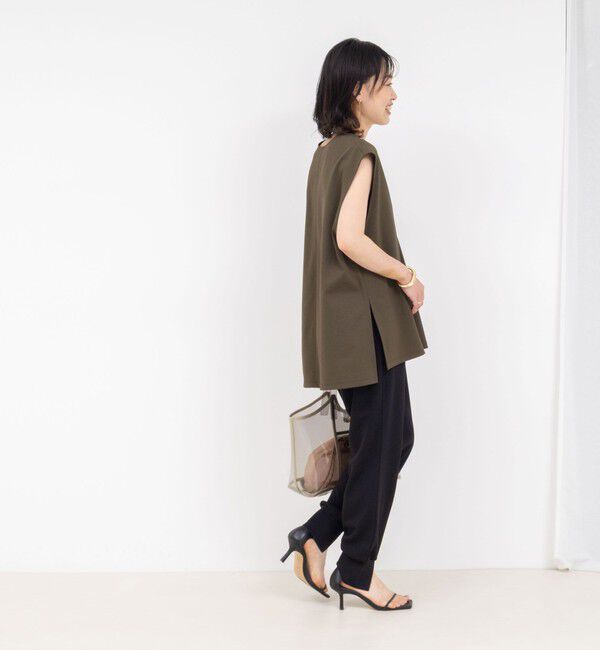 Rie Miller「《セットアップ対応》《手洗い可能》ダンボールジョーゼット裾リブジョガーパンツ」|チノ|