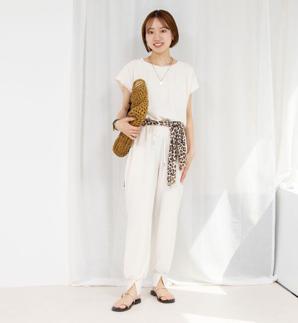 Rie Miller「《セットアップ対応》《手洗い可能》ダンボールジョーゼットリブ付ノースリーブカットソー」|Tシャツ・カットソー|