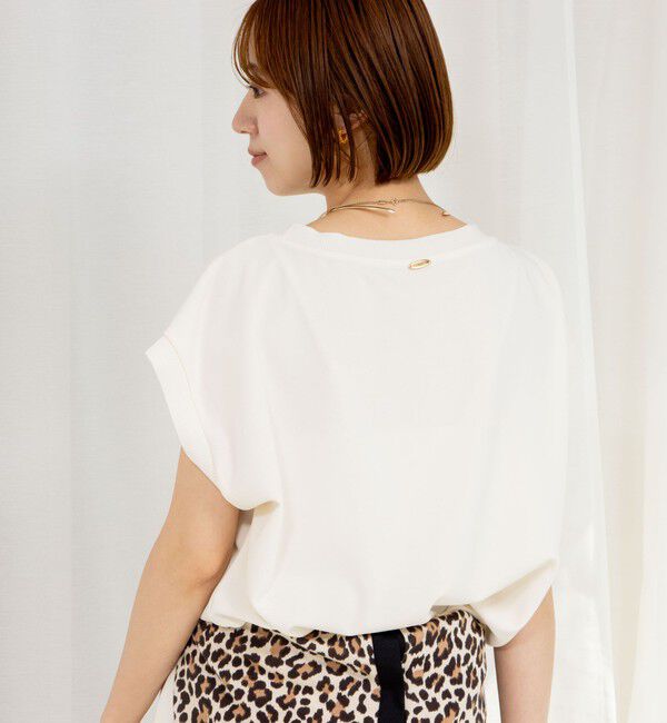 Rie Miller「《セットアップ対応》《手洗い可能》ダンボールジョーゼットリブ付ノースリーブカットソー」|Tシャツ・カットソー|