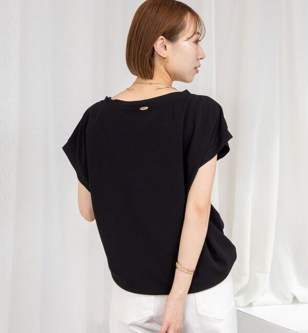 Rie Miller「《セットアップ対応》《手洗い可能》ダンボールジョーゼットリブ付ノースリーブカットソー」|Tシャツ・カットソー|