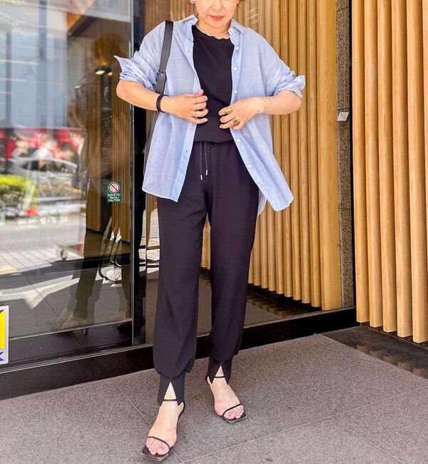 Rie Miller「《セットアップ対応》《手洗い可能》ダンボールジョーゼットリブ付ノースリーブカットソー」|Tシャツ・カットソー|