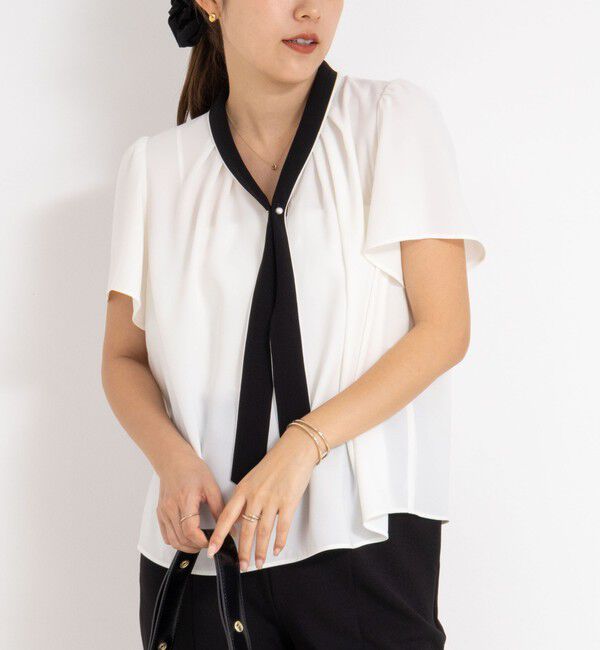 NOLLEY'S「配色ボウタイ半袖ブラウス」|シャツ・ブラウス|ホワイト系その他2