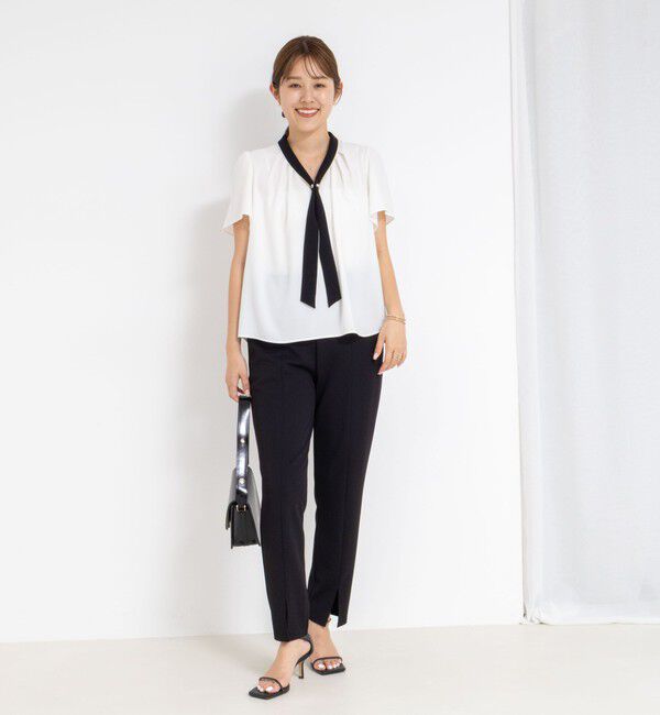 NOLLEY'S「配色ボウタイ半袖ブラウス」|シャツ・ブラウス|