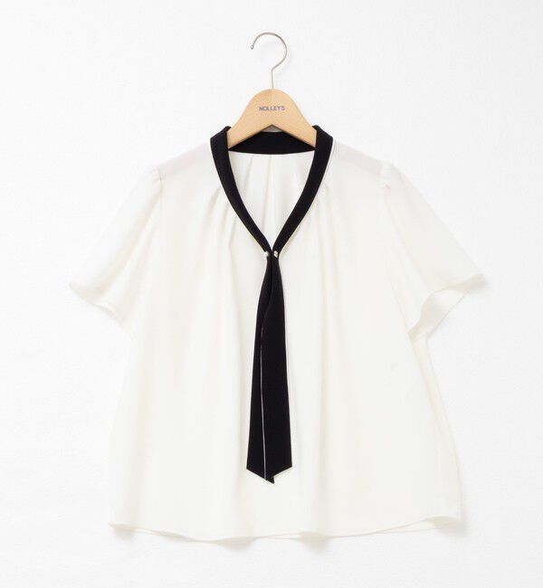 NOLLEY'S「配色ボウタイ半袖ブラウス」|シャツ・ブラウス|