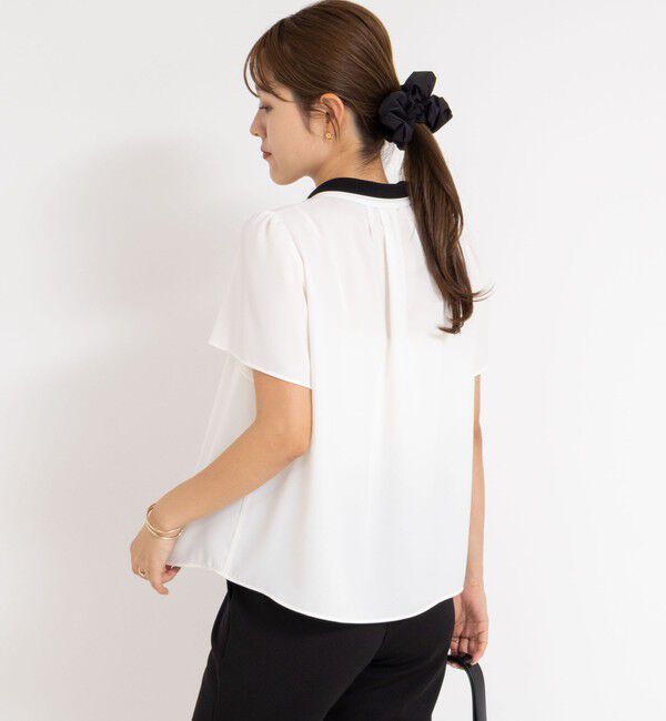 NOLLEY'S「配色ボウタイ半袖ブラウス」|シャツ・ブラウス|
