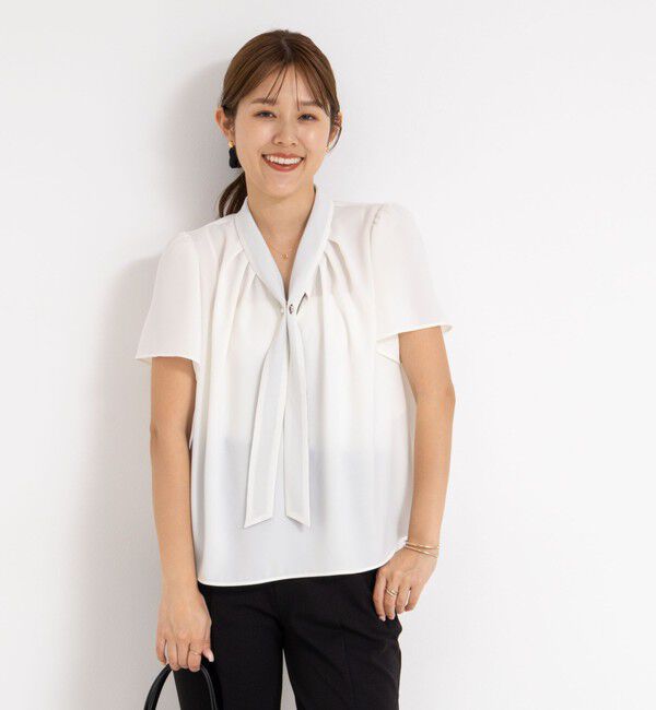 NOLLEY'S「配色ボウタイ半袖ブラウス」|シャツ・ブラウス|