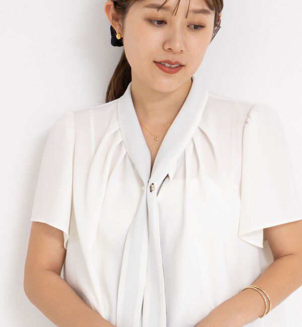 NOLLEY'S「配色ボウタイ半袖ブラウス」|シャツ・ブラウス|