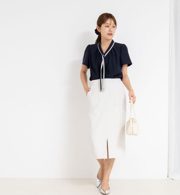 NOLLEY'S「配色ボウタイ半袖ブラウス」|シャツ・ブラウス|