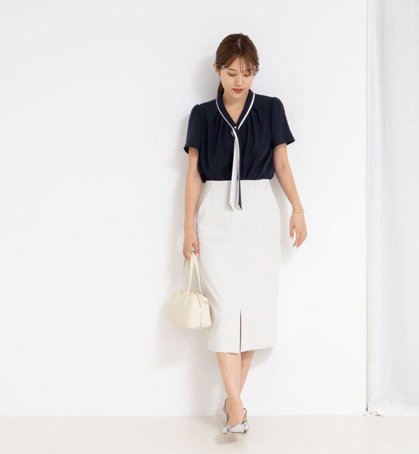 NOLLEY'S「配色ボウタイ半袖ブラウス」|シャツ・ブラウス|