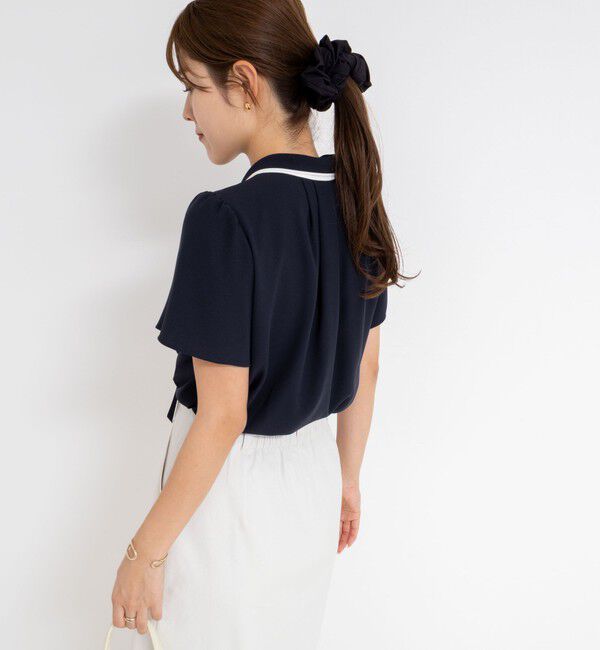 NOLLEY'S「配色ボウタイ半袖ブラウス」|シャツ・ブラウス|