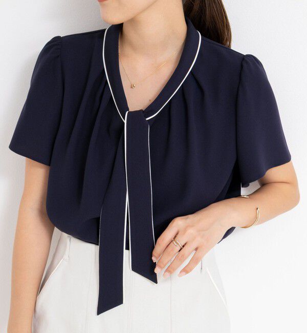 NOLLEY'S「配色ボウタイ半袖ブラウス」|シャツ・ブラウス|