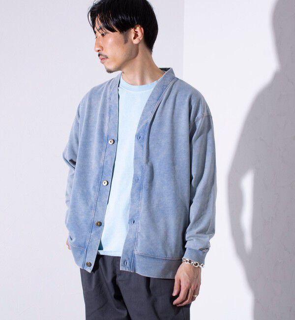GLOSTER「【GLOSTER/グロスター】ステッチ配色 デニムカーディガン Vネックカーディガン」|カーディガン|