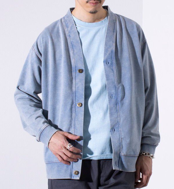 GLOSTER「【GLOSTER/グロスター】ステッチ配色 デニムカーディガン Vネックカーディガン」|カーディガン|