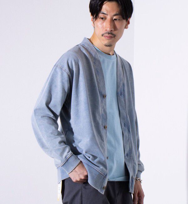 GLOSTER「【GLOSTER/グロスター】ステッチ配色 デニムカーディガン Vネックカーディガン」|カーディガン|