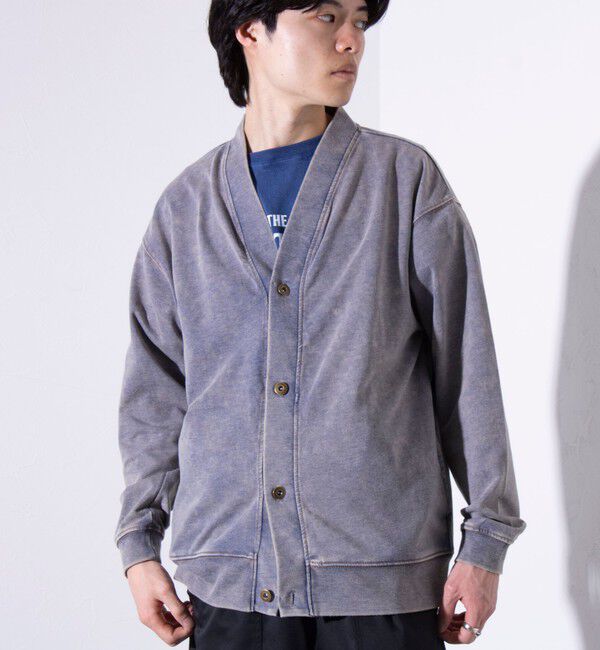GLOSTER「【GLOSTER/グロスター】ステッチ配色 デニムカーディガン Vネックカーディガン」|カーディガン|ネイビー