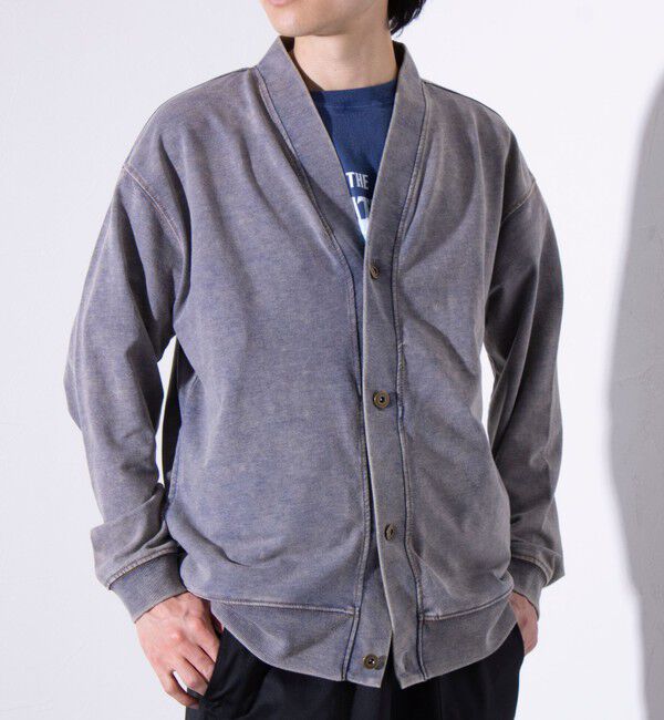 GLOSTER「【GLOSTER/グロスター】ステッチ配色 デニムカーディガン Vネックカーディガン」|カーディガン|