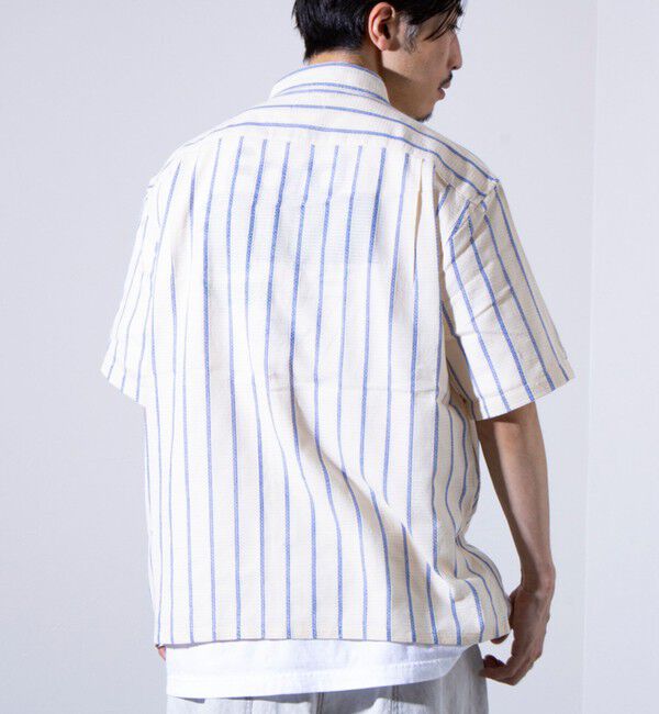 GLOSTER「【GLOSTER/グロスター】空羽ストライプシャツ 半袖シャツ ボックスシルエット」|シャツ・ブラウス|