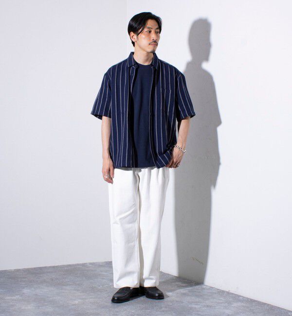 GLOSTER「【GLOSTER/グロスター】空羽ストライプシャツ 半袖シャツ ボックスシルエット」|シャツ・ブラウス|