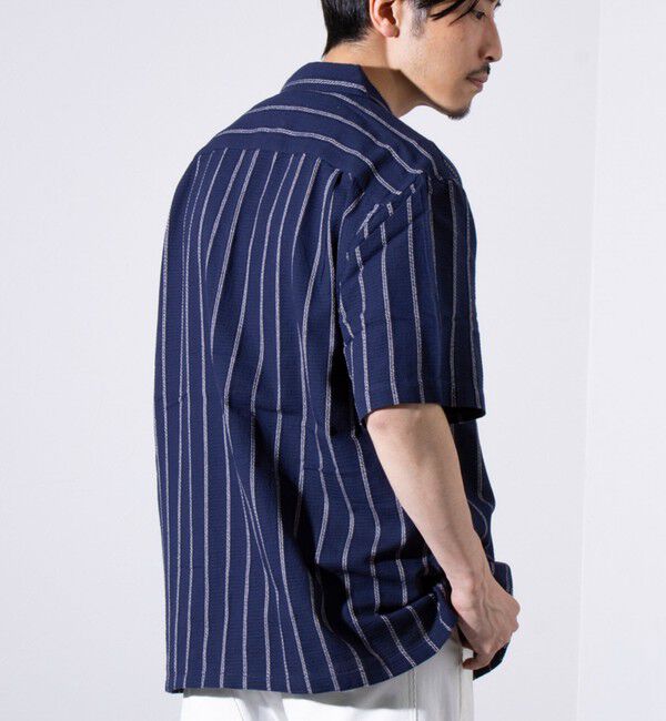 GLOSTER「【GLOSTER/グロスター】空羽ストライプシャツ 半袖シャツ ボックスシルエット」|シャツ・ブラウス|