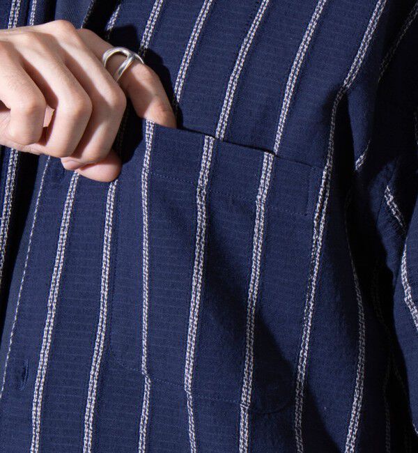 GLOSTER「【GLOSTER/グロスター】空羽ストライプシャツ 半袖シャツ ボックスシルエット」|シャツ・ブラウス|