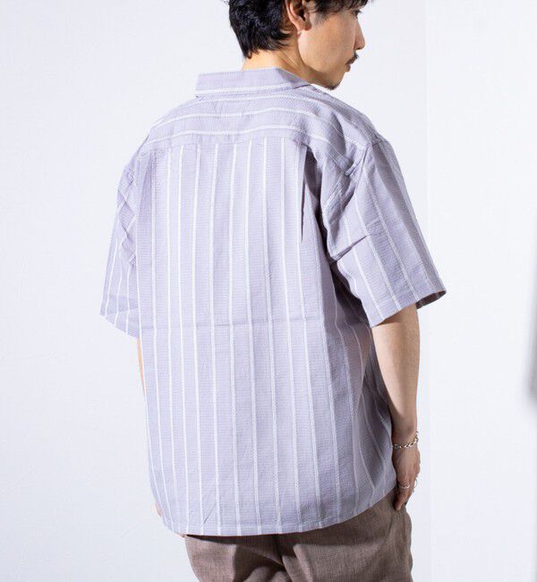 GLOSTER「【GLOSTER/グロスター】空羽ストライプシャツ 半袖シャツ ボックスシルエット」|シャツ・ブラウス|